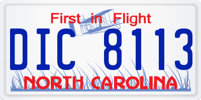 NC license plate DIC8113