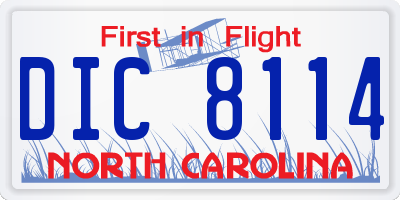 NC license plate DIC8114