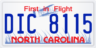 NC license plate DIC8115