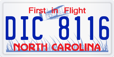NC license plate DIC8116