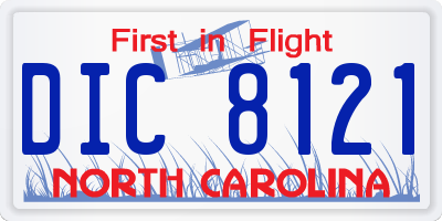 NC license plate DIC8121