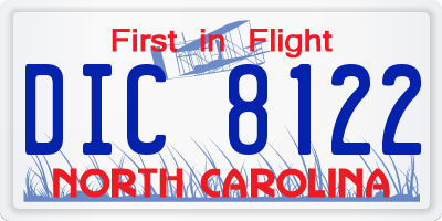 NC license plate DIC8122