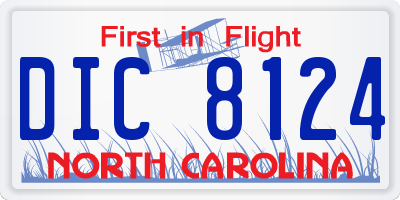 NC license plate DIC8124