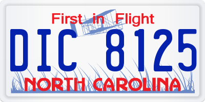 NC license plate DIC8125