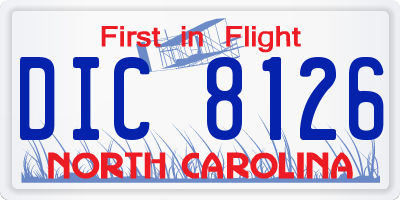 NC license plate DIC8126