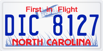 NC license plate DIC8127