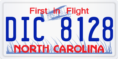 NC license plate DIC8128
