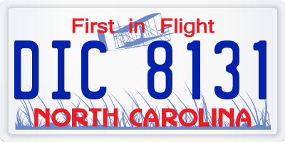 NC license plate DIC8131