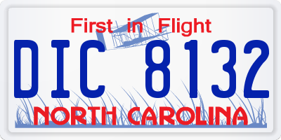 NC license plate DIC8132