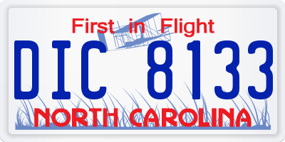 NC license plate DIC8133