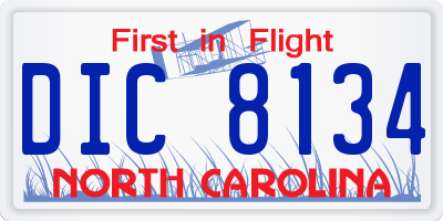 NC license plate DIC8134