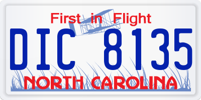 NC license plate DIC8135