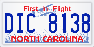 NC license plate DIC8138