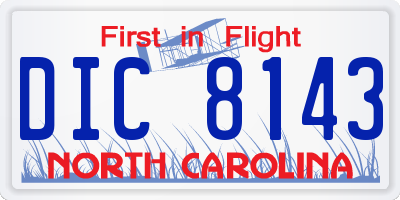 NC license plate DIC8143