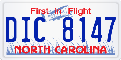 NC license plate DIC8147