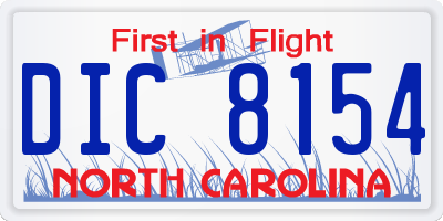 NC license plate DIC8154