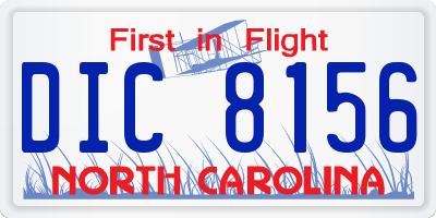 NC license plate DIC8156