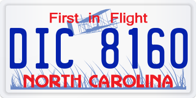NC license plate DIC8160