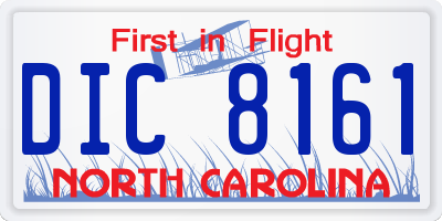 NC license plate DIC8161