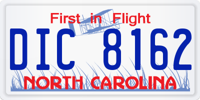 NC license plate DIC8162