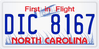 NC license plate DIC8167