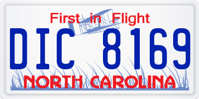 NC license plate DIC8169