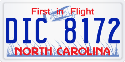 NC license plate DIC8172