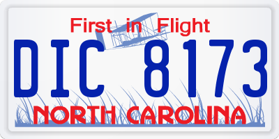 NC license plate DIC8173