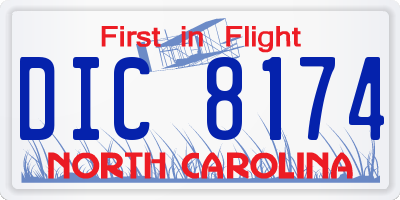 NC license plate DIC8174
