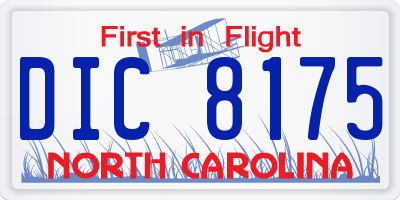 NC license plate DIC8175