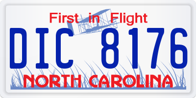 NC license plate DIC8176