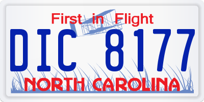 NC license plate DIC8177