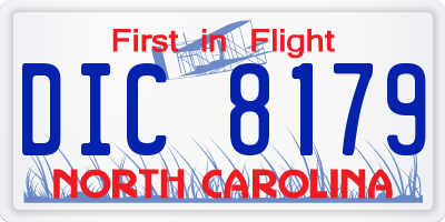 NC license plate DIC8179
