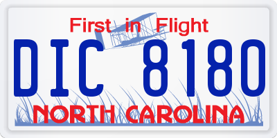 NC license plate DIC8180