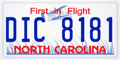 NC license plate DIC8181