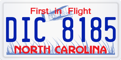 NC license plate DIC8185