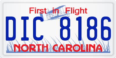 NC license plate DIC8186