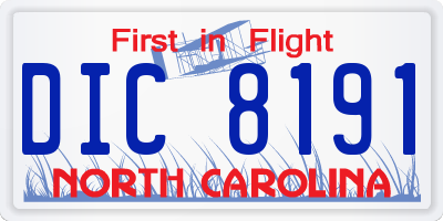 NC license plate DIC8191
