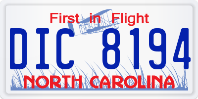 NC license plate DIC8194
