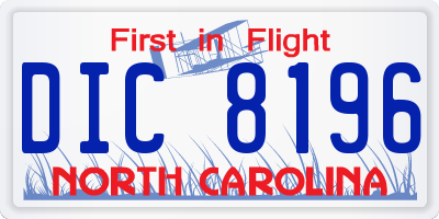 NC license plate DIC8196