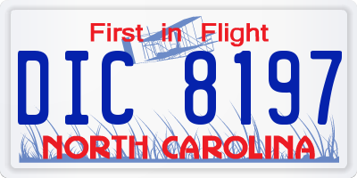 NC license plate DIC8197