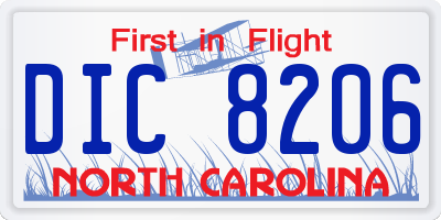 NC license plate DIC8206
