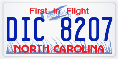 NC license plate DIC8207