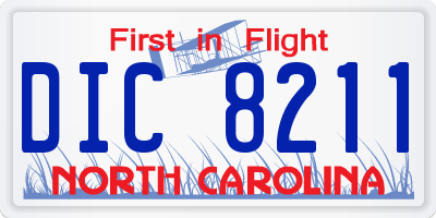 NC license plate DIC8211