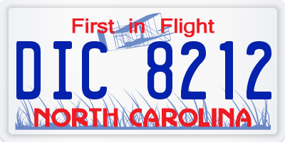 NC license plate DIC8212