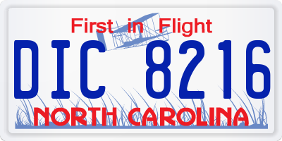 NC license plate DIC8216