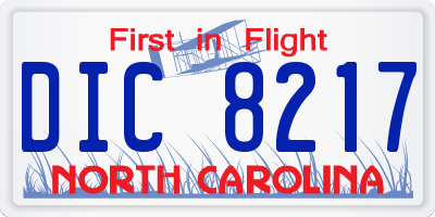 NC license plate DIC8217