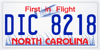 NC license plate DIC8218