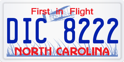 NC license plate DIC8222