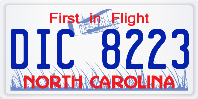 NC license plate DIC8223